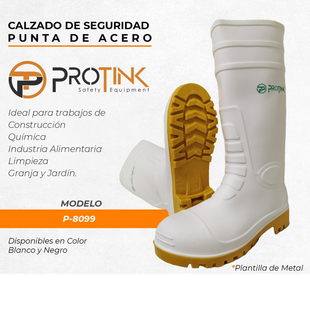 BOTAS DE PVC - PUNTERA DE ACERO COLOR BLANCA #37